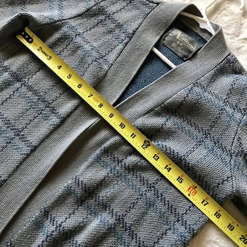 Natural‎ Reflections Women's Gray Blue Plaid Cardigan Sweater S/P Cotton